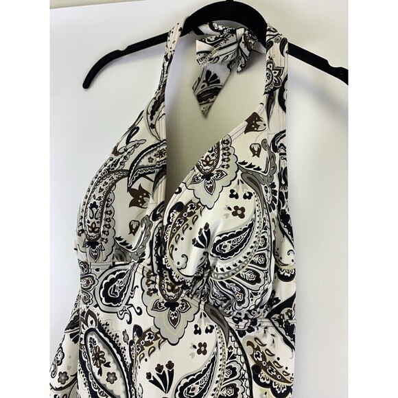 Lands End Halter One Piece Swimsuit Brown Paisley New Without Tags Womens 16 - Picture 4 of 13